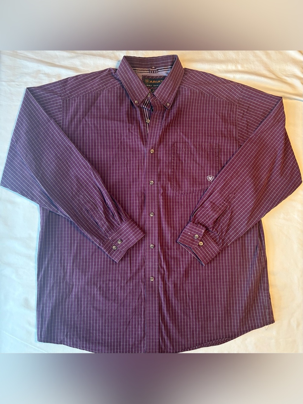 Ariat Pro Series Men’s Burgundy Striped Button-Down Shirt size XL/TG